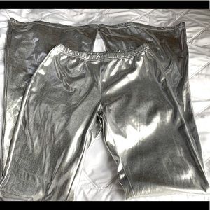3/$16 Metallic Flare Stretchy Silver Pants Size M